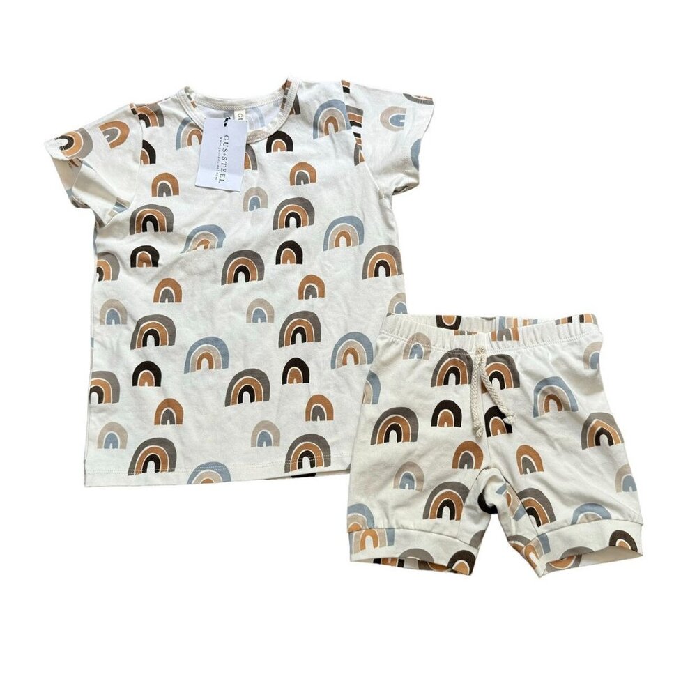 NWT With Flaw Gus + Steel Brown Rainbow Pajamas 5T